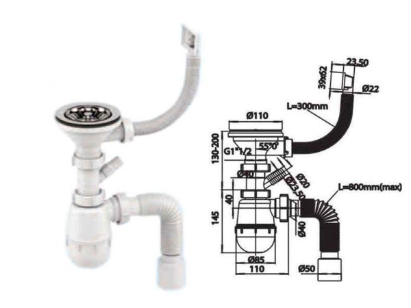 ����� �1150 (�����-����) ����.�/� L=800�� d=50mm ��SOLO PLAST - �������� 1