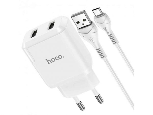 ��������� �������� ������� � ������ Micro � Hoco - N7 Speedy� dual port (EU) White ��Hoco - �������� 1