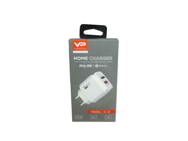    Home Charger | 20W | PD | QC3.0  VR-C12 White Veron -  1