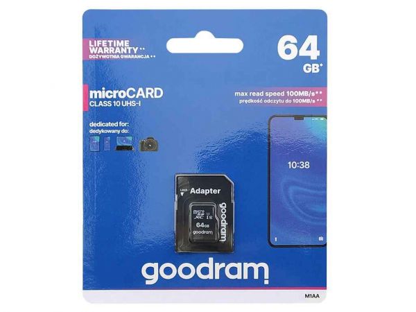 ����� ���'�� ����� ����� 64Gb Micro SD (10) (adapter) UHS-I ��Goodram - �������� 1
