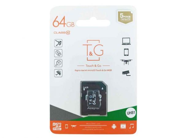����� ���'�� ����� ����� 64Gb Micro SD (10) (adapter) UHS-� ��TG - �������� 1