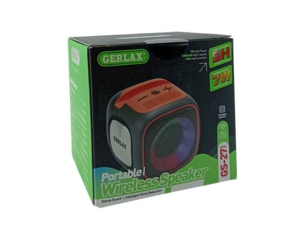 ���������� ������� GS-27, BT/USB/FM/AUX/microSD LED, 1200mAh 9x9x9cm TWS ����� ��Gerlax - �������� 1