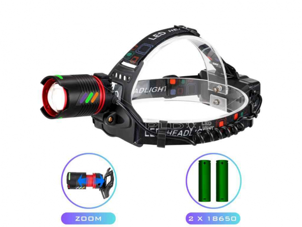 ˳���� �������� 5000K ��� 2*18650 NIGHT VISION FLUORESCENCE CT012-2R-TG, �� Type-C, zoom, Box ������� - �������� 1