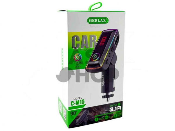 FM ��������� C-M15 12-24V 3.1A USB QC3.0 BT5.3 RGB LED ������� ������ ��GERLAX - �������� 1