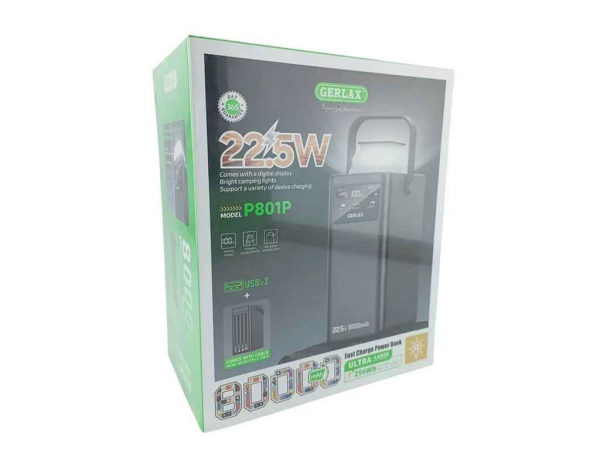 Power Bank 80000mAh P801P 2USB/QC3.0/22.5W/PD20W/LED �������/�������/������ 4�1 (input Lightning/Type-C) ������ ��Gerlax - �������� 1