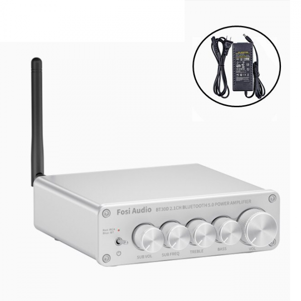 ϳ  Fosi Audio BT30D white. Bluetooth 5.0, 2x50W+100W -  1