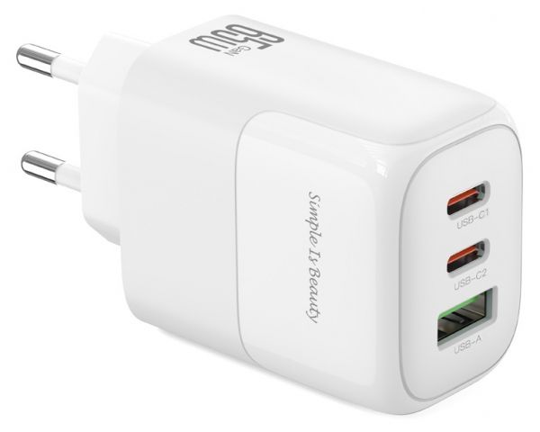 ��������� ������� ������� XO L139 - 65W PD Dual USB-C & 18W QC USB-A White (L139_White) - �������� 1