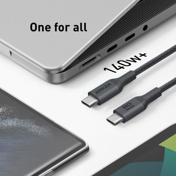  Anker 544 USB-C to USB-C - 1.8m 140W Bio-Nylon Black (A80F6H11) -  3