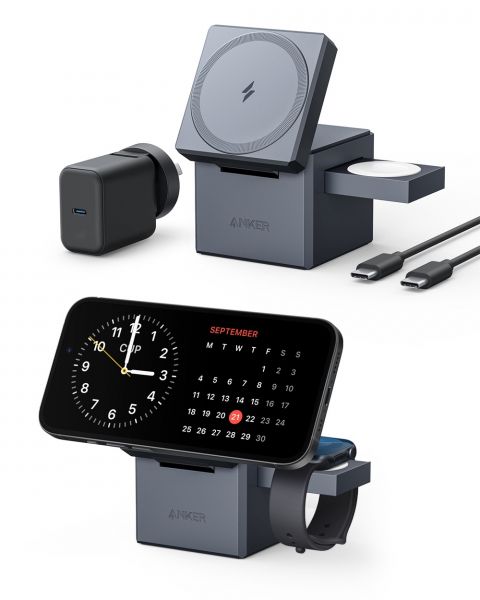 ������������ �������� ���������� Anker MagGo Wireless Charging Station 15W 3-in-1 Cube Black (Y1811G11) - �������� 5