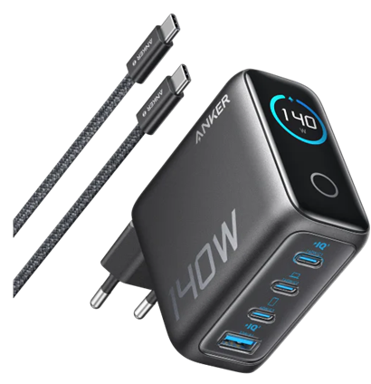 ������� �������� ���������� Anker Laptop GaN Charger 140W, 3xUSB-C PD3.1 & 1xUSB-A w Display and Cable Black (B2697GZ1) - �������� 1