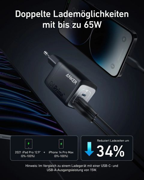 ������� �������� ���������� Anker GaNPrime Charger - 67W, 2xUSB-C PD & 1xUSB-A Black (A2669313) - �������� 3