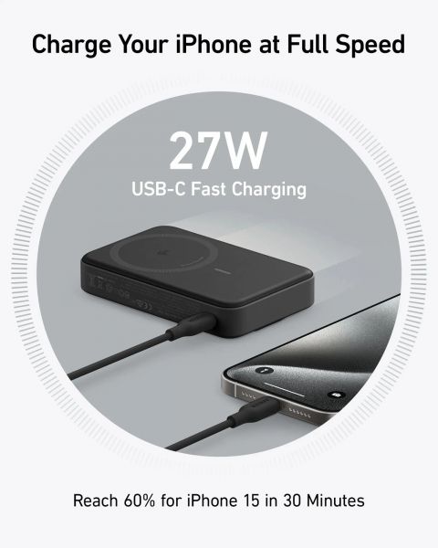 ��� Anker MagGo 10000 mAh Qi2 15W + USB-C PD 27W Black (A1654G11) - �������� 7