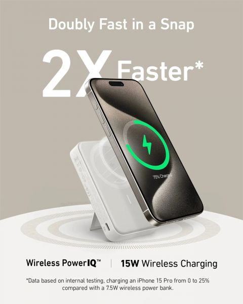 ��� Anker MagGo 10000 mAh Qi2 15W + USB-C PD 27W White (A1654G21) - �������� 6