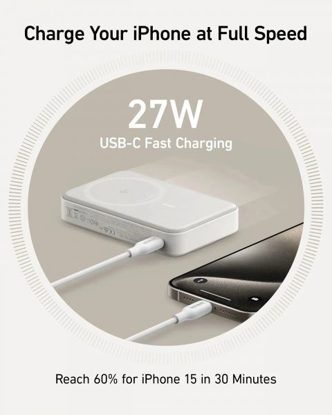 ��� Anker MagGo 10000 mAh Qi2 15W + USB-C PD 27W White (A1654G21) - �������� 8