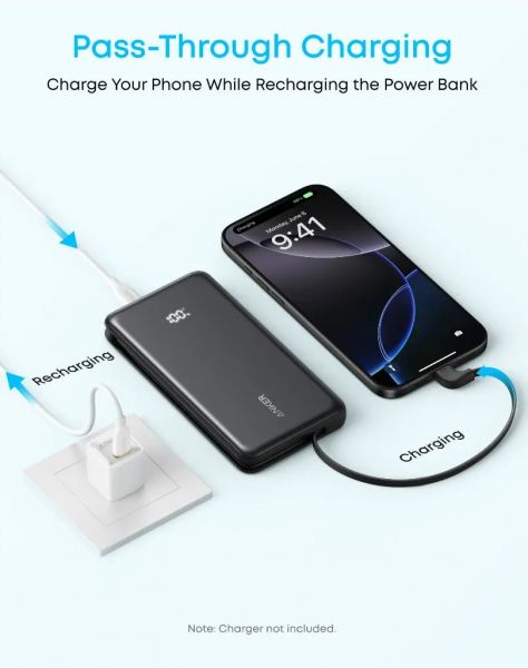 ����������� �������� ���������� Anker - 10000 mAh 22.5W Built-In USB-C Cable Black (A110DH11) - �������� 4