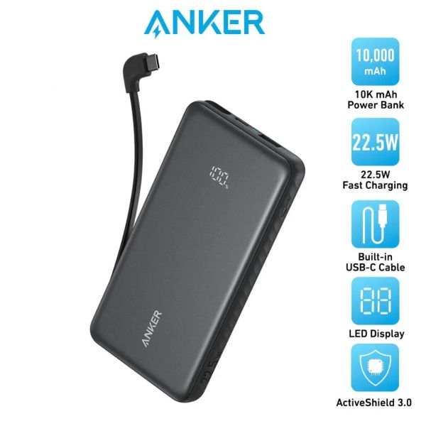����������� �������� ���������� Anker - 10000 mAh 22.5W Built-In USB-C Cable Black (A110DH11) - �������� 5