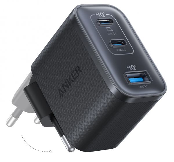 ��������� �������� ������� Anker Charger - 70W, 2xUSB-C PD & 1xUSB-A Black (A121AL11) - �������� 1