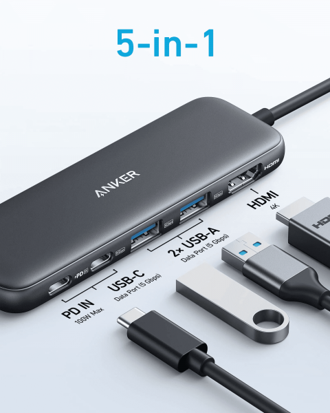 ���������� Anker USB-C Hub 332 5-in-1 Black (A8355H11) - �������� 2