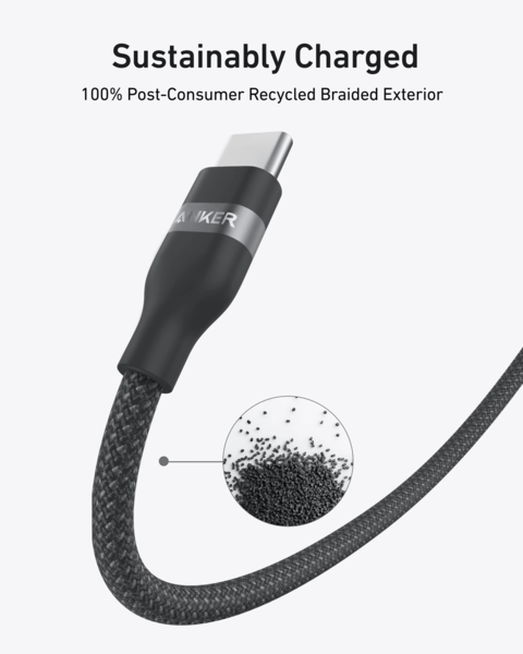 ������ Anker USB-C to USB-C - 0.9m 240W Upcycled-Braided Black (A82E2H11) - �������� 2