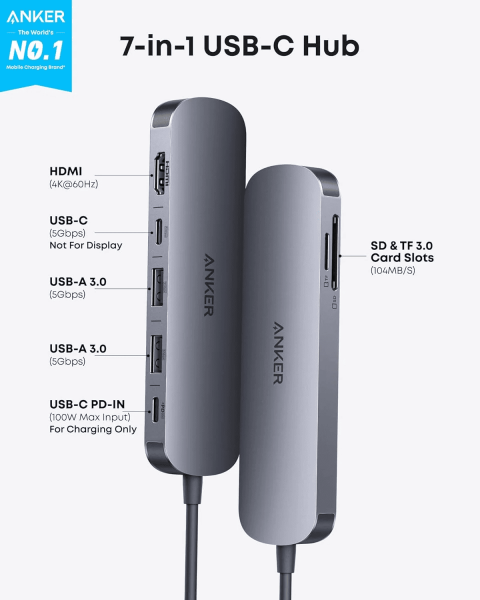 USB-��� Anker Nano USB-C Hub 7-in-1 Black (A83D2HA1) - �������� 2