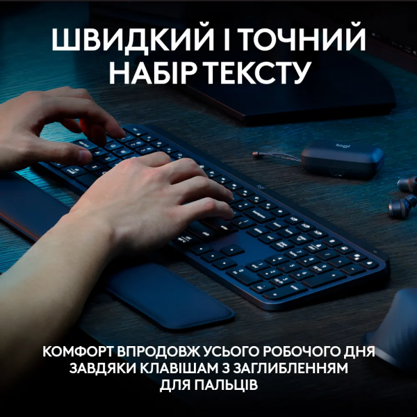 ��������� Logitech MX Keys S, Wireless, Plus Palmrest, Graphite (L920-011589) - �������� 6