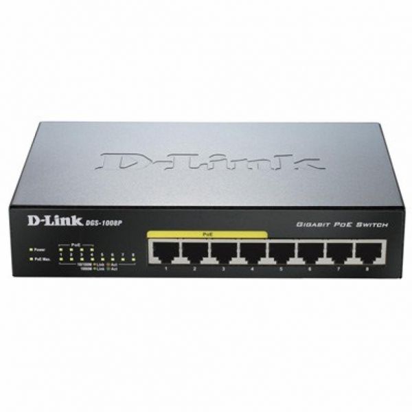 ���������� D-Link DGS-1008P 8 LAN 10/100/1000Mb Metal case - �������� 1