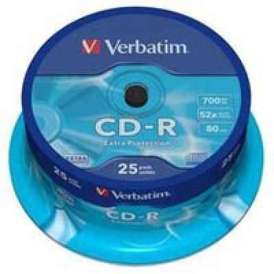  CD-R 25 Verbatim, 700 , 52x, Extra Protection, Cake Box (43432) -  1