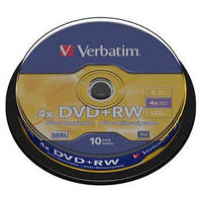  DVD+RW 10 Verbatim 4.7GB 4x Silver 43488 -  1