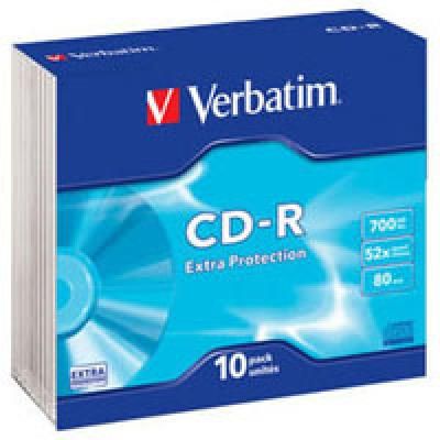  CD Verbatim CD-R 700Mb 52x Slim case 10 Extra (43415) -  1