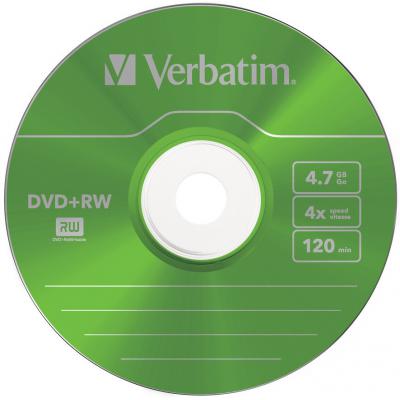  DVD+RW Slim Verbatim 4.7GB, 4x Color (43297) -  6