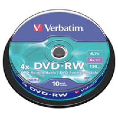 DVD-RW 10 Cake Verbatim 4.7GB, 4x (43552) -  1