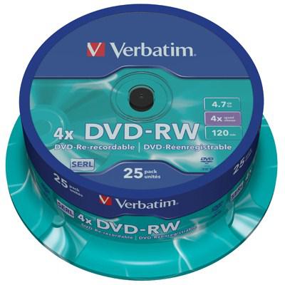 DVD-RW 25 Cake Verbatim 4.7GB, 4x Silver (43639) -  1
