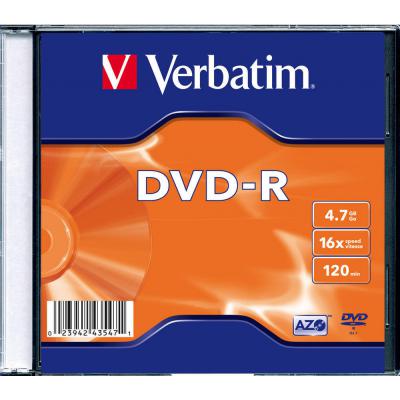  DVD Verbatim 4.7Gb 16X SlimBox 1 MatteSilv AZO (43547-1disk) -  1
