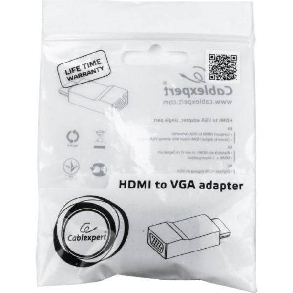  HDMI (M) - VGA (F), Cablexpert, Black (A-HDMI-VGA-001) -  3