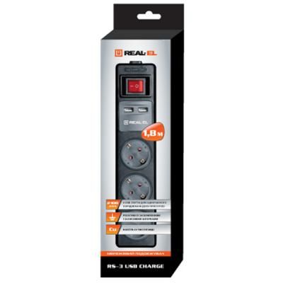 ������� ���������� REAL-EL RS-3 USB CHARGE 1.8m, black (EL122500001) - �������� 3