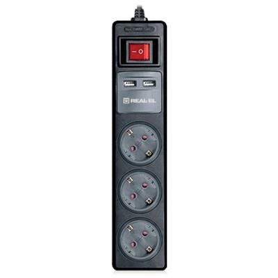 ������� ���������� REAL-EL RS-3 USB CHARGE 1.8m, black (EL122500001) - �������� 1