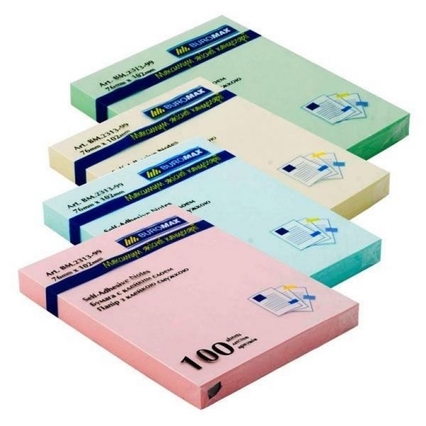    BUROMAX with adhesive layer 76102, 100sheets, pastel colors mix (BM.2313-99) -  1