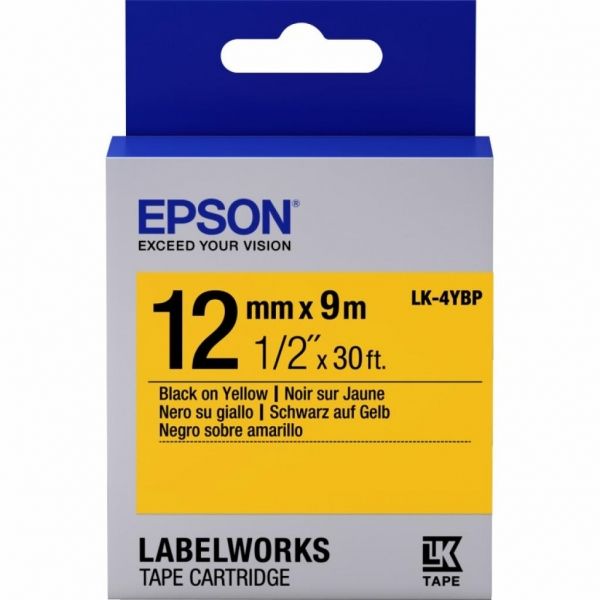 Epson LK4YBP  LW-300/400/400VP/700 Pastel Black/Yellow 12mm/9m C53S654008 -  1