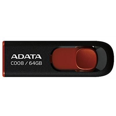 USB ���� ����������� ADATA 64GB C008 Black+Red USB 2.0 (AC008-64G-RKD) - �������� 1