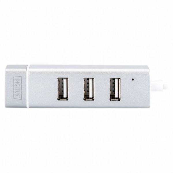  USB 2.0 Type-C Digitus, Silver, 3  USB 2.0 + RJ45 Lan (DA-70253) -  2