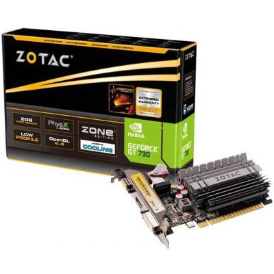  GeForce GT730, Zotac, Zone Edition, 2Gb DDR3, 64-bit, VGA/DVI/HDMI, 902/1600MHz, Low Profile, Silent (ZT-71113-20L) -  1