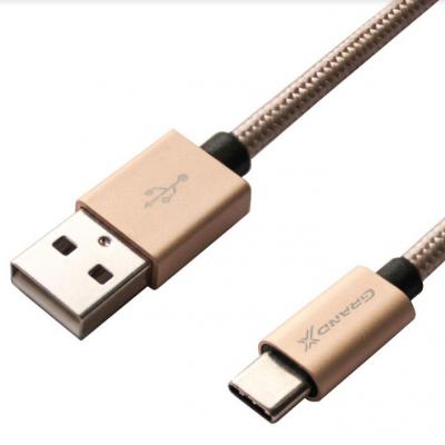   Grand-X USB 3.0 - Type C, Cu, 3A, Gold, 1m, (FC03) -  1