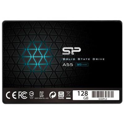   128Gb, Silicon Power Ace A55, SATA3, 2.5", 3D TLC, 530/530 MB/s (SP128GBSS3A55S25) -  1