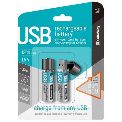  AA-USB, 1200 mAh, ColorWay, 2 , 1.5V (CW-UBAA-02) -  2