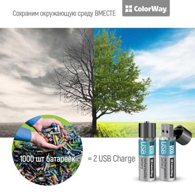  AA-USB, 1200 mAh, ColorWay, 2 , 1.5V (CW-UBAA-02) -  4