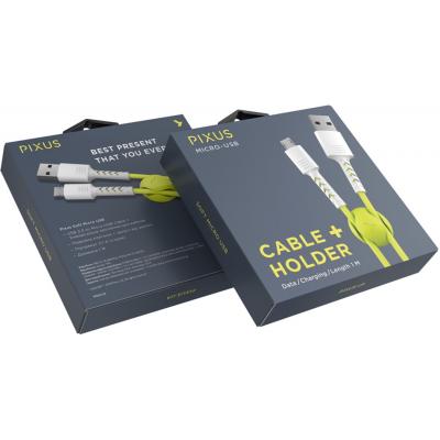 ���� ������ USB 2.0 AM to Micro 5P 1.0m Soft white/lime Pixus (4897058531176) - �������� 5