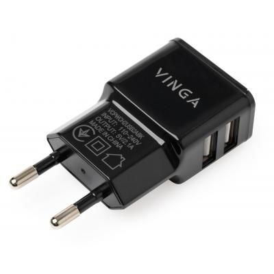   Vinga 2 Port USB Wall Charger 2.1A (VCPWCH2USB2ABK) -  1