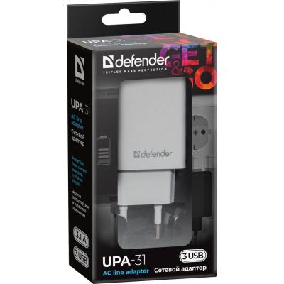 �������� ������� Defender UPA-31 white, 3xUSB, 5V / 3.1A (83587) - �������� 4