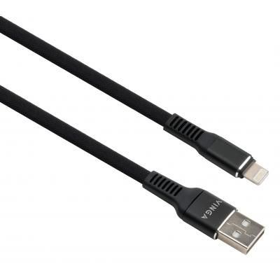 ���� ������ USB 2.0 AM to Lightning 1.0m flat nylon black Vinga (VCPDCLFNB1BK) - �������� 1