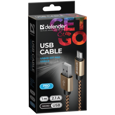 ������ USB - micro USB 1 � Defender USB08-03T Pro, Gold, 2.1� (87800) - �������� 3